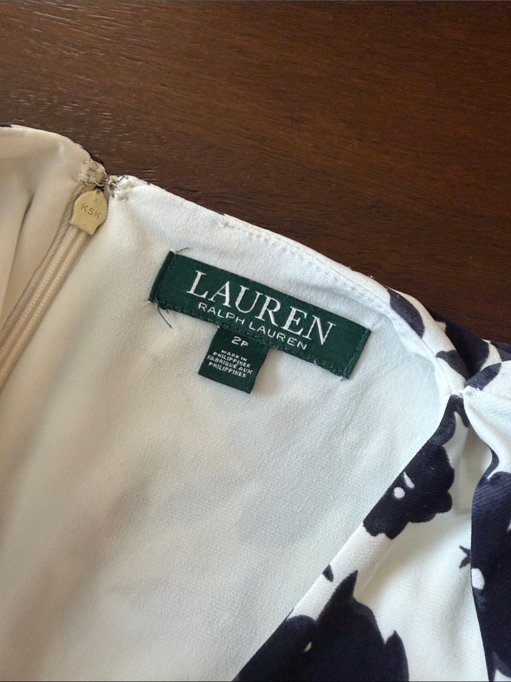 Lauren Ralph Lauren Black and White Floral Midi Wrap Dress - Picture 3 of 3